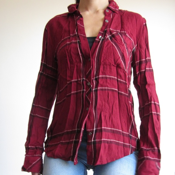 RW & CO. - Red Plaid Blouse - Picture 1 of 6